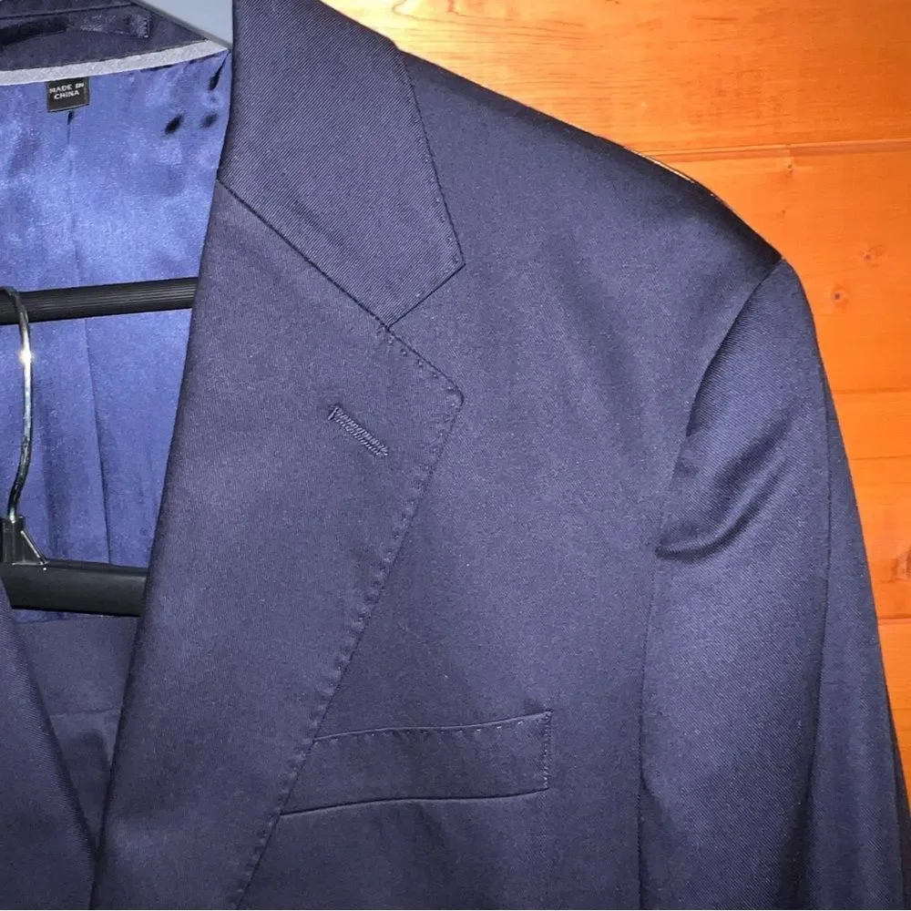NWOT J Crew Ludlow Suit Mens 42S 38x34 Navy Italian Duca Visconti Cotton Classic